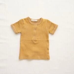 Fin & Vince Goldenrod Yellow Ribbed Terry Snap Tee Shirt Size 2/3